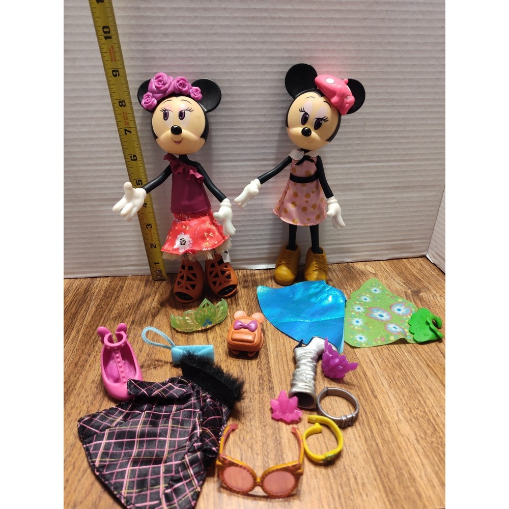 Jakks Pacific Minnie Mouse Poseable 9" Doll Disney fashion Lot Of 2